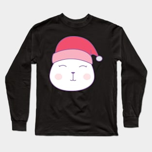 cat in santa claus christmas hat Long Sleeve T-Shirt